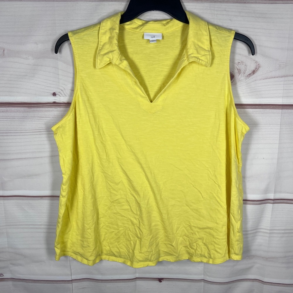 J. Jill Tank Top Women 2X Yellow Sleeveless V-Neck Slub Knit Casual Sleeveless